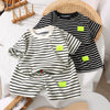 Kids Summer Striped Outfit ⚫⚪ Boys & Girls Cotton T-Shirt + Shorts 2PCS Set